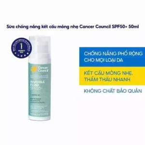 Sữa Chống Nắng Dạng Lỏng Cancer Council Invisible Fluid SPF50+ (50ml) –  Thấm Nhanh, Không Nhờn Rít