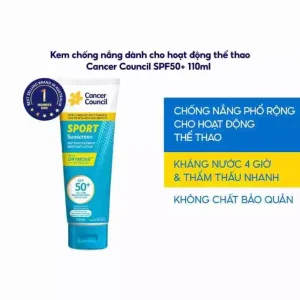 Kem Chống Nắng Cancer Council Sport Sunscreen SPF50+ (110ml) –  Dùng Cho Hoạt Động Ngoài Trời