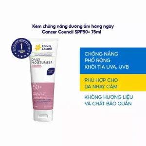 Kem Chống Nắng Cancer Council Daily Moisturiser SPF50+ (75ml) – Dưỡng Ẩm & Chống Nắng Cho Da Nhạy Cảm