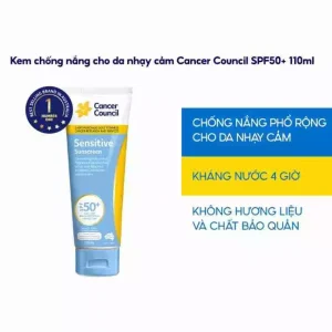 Kem Chống Nắng Cancer Council Sensitive SPF50+ PA++++ (110ml) – Giải Pháp Chống Nắng Cho Da Nhạy Cảm