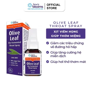Xịt Viêm Họng, Thơm Miệng Henry Blooms Olive Leaf Bio Fermented Throat Spray 30ml