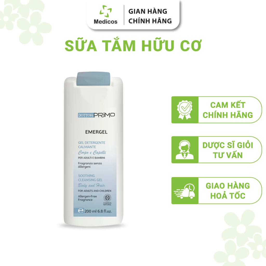 Sữa Tắm Hữu Cơ Cho Người Bị Chàm Và Viêm Da Cơ Địa DottorPrimo Emergel 200ml