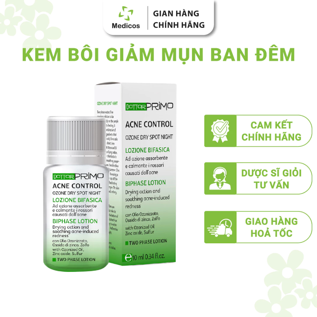 Kem Ngừa Mụn Ban Đêm DottorPrimo Acne Control Ozone Dry Spot Night