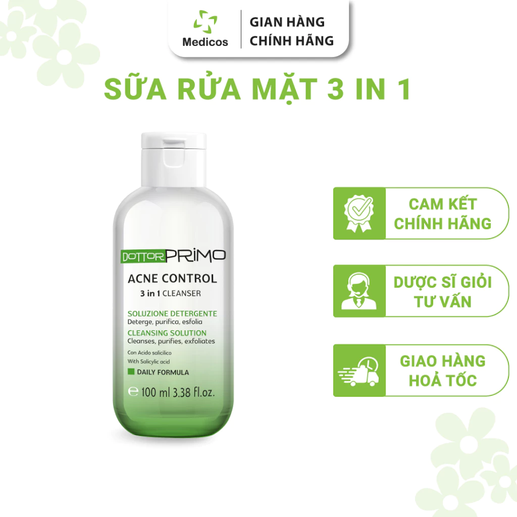 Sữa Rửa Mặt Ngừa Mụn DottorPrimo Acne Control 3 in1 Cleanser