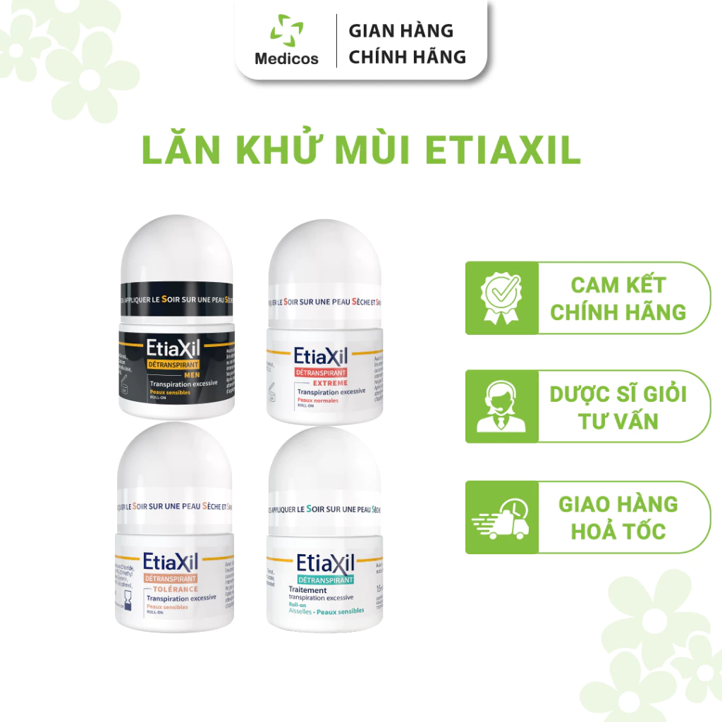 Lăn Khử Mùi Và Ngăn Mồ Hôi Etiaxil 15ml Không Mùi, Không Gây Ố Vàng Áo