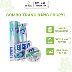 Combo Bột Trắng Răng Và Kem Đánh Trắng Răng Eucryl Toothpowder Chính Hãng 50g