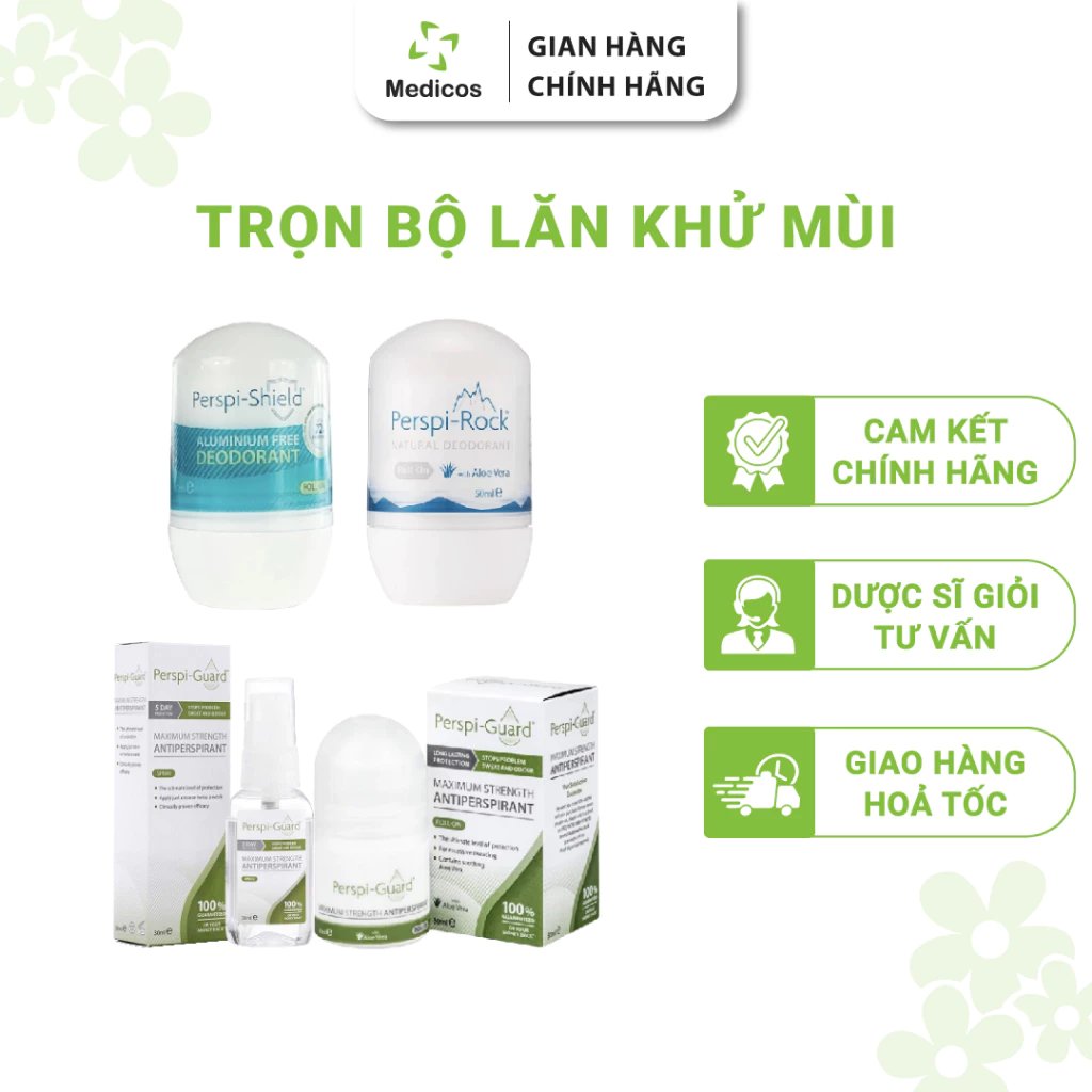 Lăn / Xịt Khử Mùi Perspi Guard / Perspi Shield / Perspi Rock Giúp Giảm Mùi & Mồ Hôi Hiệu Quả Lên Đến 5 Ngày